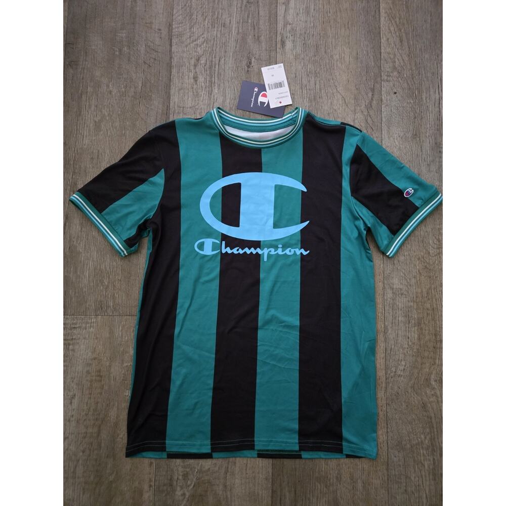 CHAMPION Boys Youth Med 10/12 Golf Green Stripes Jersey Football T-Shirt *NWT*